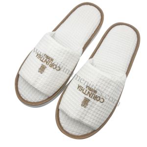 使い捨てオープントゥコットンワッフルホテルスリッパ